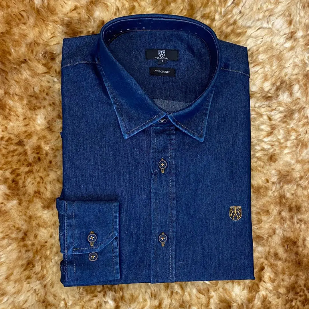 Camisa masculina jeans escuro