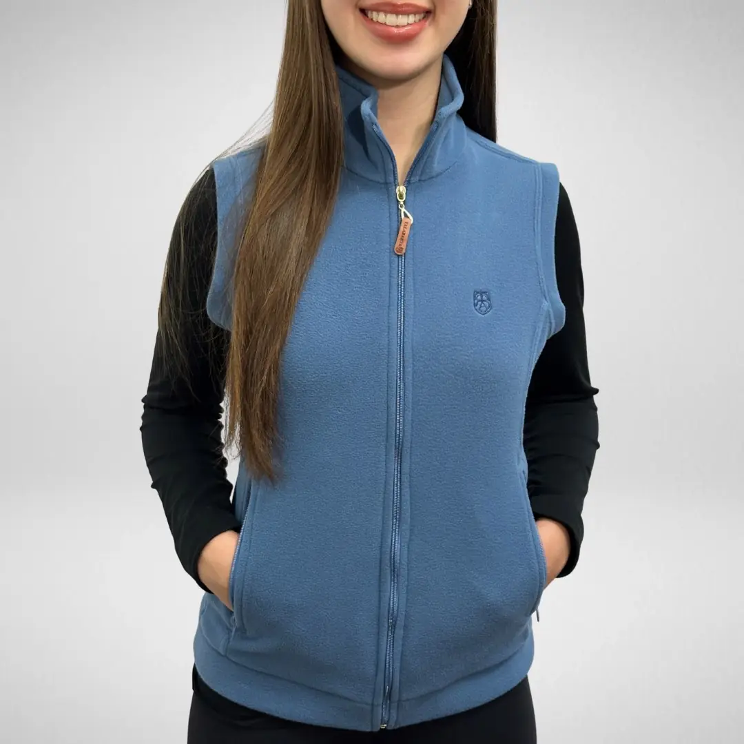 Colete fleece feminino azul jeans